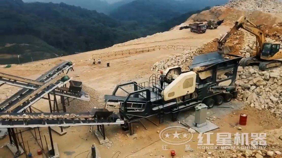 时产400吨石灰石移动破碎生产线现场安徽滁州